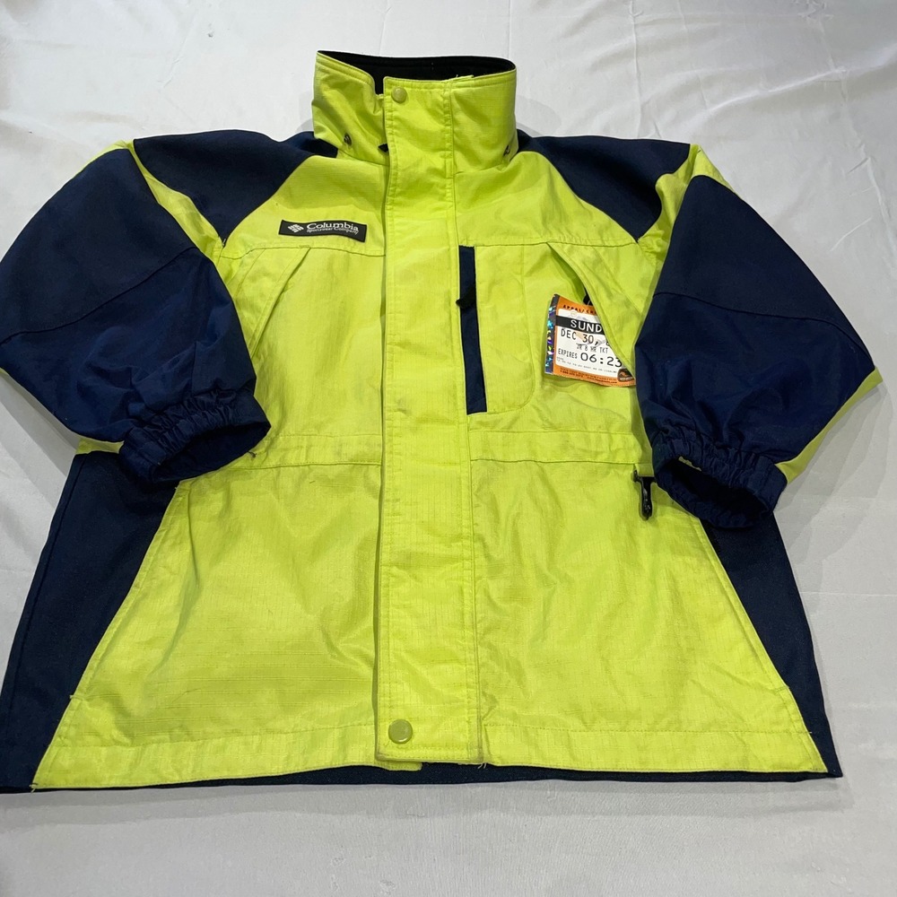 Columbia Kids Ski Jacket Neon Lime‎ Green Navy Blue Size 10/12 SG 7085